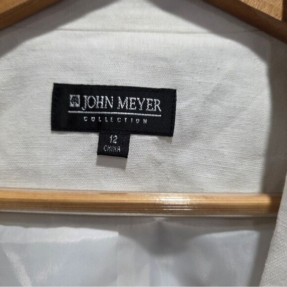 John Meyer Womens White Linen Rayon Short Sleeve Blazer Jacket Size 12 NWOT - Picture 3 of 12